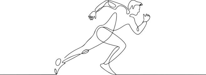 Continuous Line Drawing of a Running Person in Motion. one line Icon drawing with white background