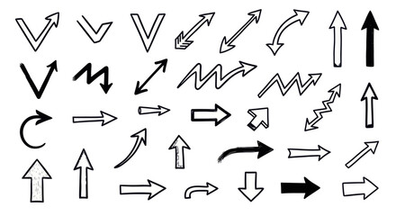 Hand-Drawn Arrows Vector Set: A Collection of Unique and Expressive Arrow Designs for Creative
