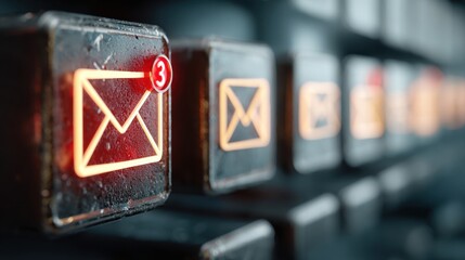 Sending fast e-mail from rusty mailbox with light streaks suggesting speed and delivery