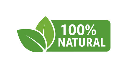 Green 100% Natural Product Label Promoting Eco-Friendly Initiatives in Sustainable Agriculture & Organic Food Industry to Showcase Environmental Consciousness for Marketing Presentations & Advertising