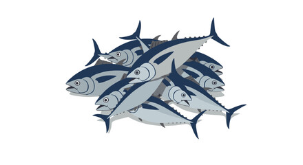 Fototapeta premium Colorful school of tuna fish swimming in clear ocean waters