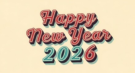 Retro happy new year 2026 design featuring vintage typography and vibrant colors perfect for holiday cards and festive seasonal greetings and celebrations