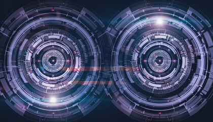 Futuristic Tech Gears: High-tech concentric circular patterns with digital elements and a touch of light, creating a sense of innovation and cutting-edge technology.