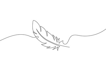 One continuous  one line drawing of an antique writing feather quill
