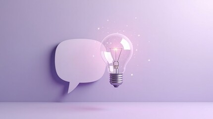 Lámpara de idea brillante y globo de diálogo
