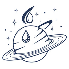 Stylized droplet-ring logo where a single ring wraps around a small teardrop in orbit-like motion, representing purity and protection, subtle blue gradient minimal vector.