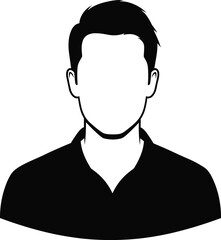 Minimalist male avatar silhouette illustration featuring clean modern vector design for profile picture, user icon, digital identity, branding and professional representation