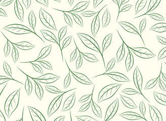 Seamless botanical leaf pattern on a soft cream background, perfect for textiles, packaging, wrapping paper, and decorative designs.