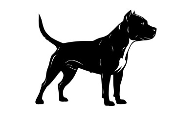  black dog silhouette illustration pitbull staffordshire terrier