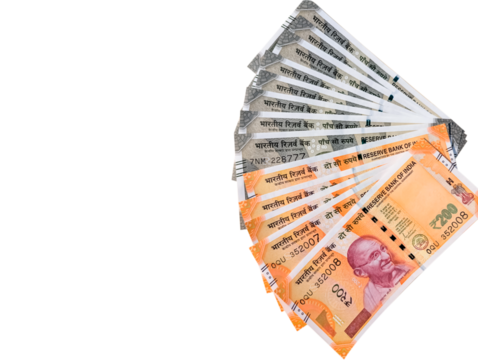  indian rupee currency bank note of 500 and 200 rupees