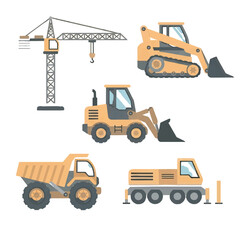 Heavy Construction Machinery and Equipment Vector Set