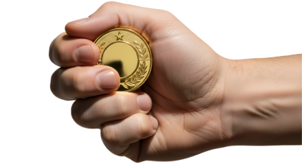 Golden Victory Medal in Hand