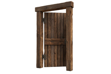 Wooden Door Open PNG Isolated on Transparent Background 