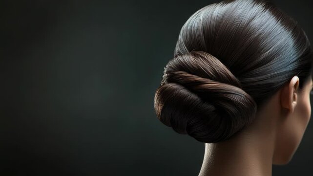 Video A woman wearing her hair in a bun, possibly for work or a formal occasion