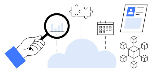 Cloud computing concept. Cloud storage with data analysis, digital identification, and connectivity tools. Cloud computing driving digital transformation and information management. For business