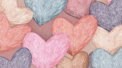 カラフルなハートの背景