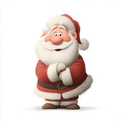 Cheerful Cartoon Santa Claus Character with a Friendly Smile, Wearing Classic Red Suit and Hat, Perfect for Holiday Celebrations and Decorations
