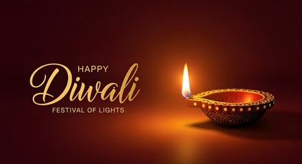 Elegant diwali celebration with traditional oil lamp and festive greetings