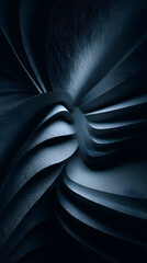 Fototapeta premium Detailed folds of layered dark paper create an intriguing abstract pattern in dramatic lighting