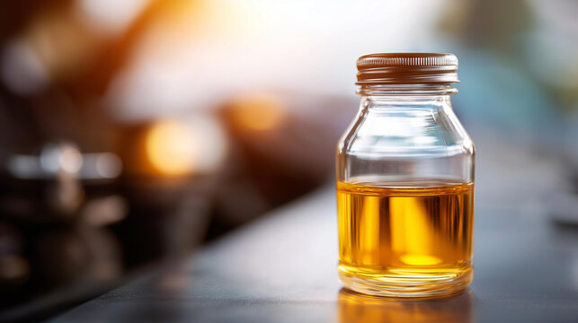 Close-up brake and clutch fluid defocused car maintenance, faceless fluid check, level visualization detail, blurred reservoir background, maintenance concept, repair interface, fl