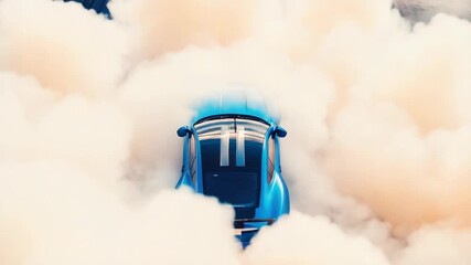 Video A blue car with smoke emitting from the exhaust pipe