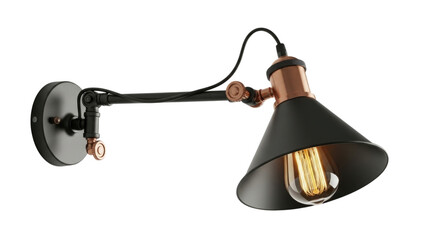 A Vintage Industrial Adjustable Wall Lamp Isolated PNG