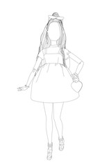 A deluxe doll in contour style wears a white dress with bow and holds a bag heart. She stands peacefully