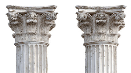 Ornate white Corinthian columns ancient architecture