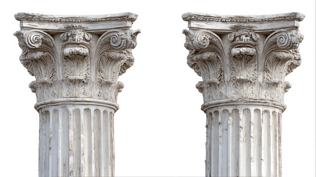 Ornate white Corinthian columns ancient architecture