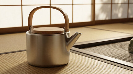 Minimalist Rustic Kettle Illustration - Modern Kitchen Cookware 3D Art