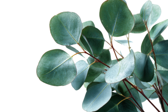 Close up of round eucalyptus leaves on dark background plant green, Isolated On Transparent Background, Png Cut Out