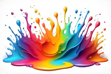 Vibrant Rainbow Paint Splash on White Background