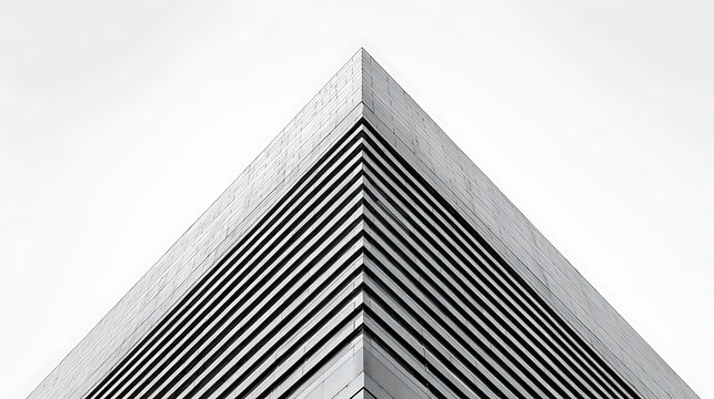 Sharp corner building facade with repeating horizontal lines architecture geometric