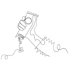 continuous line drawing people use sunscreen cream illustration