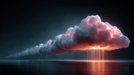 Cloud computing database and digital document storage of paperless office futuristic holographic interface