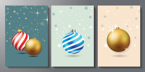 Set of three christmas ornament greeting card design