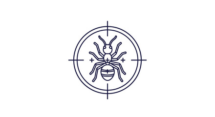 Outline illustration of an ant within a target scope, symbolizing pest control, extermination, or targeting specific insects.