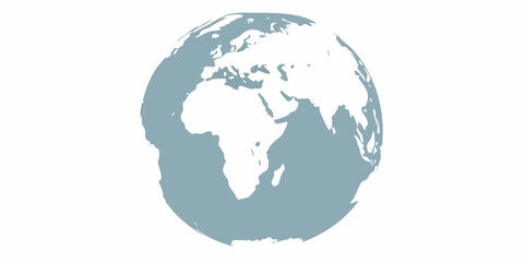 Stylized globe showing europe africa and asia on white background