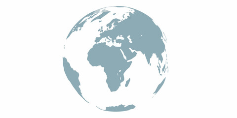 Stylized globe showing europe africa and asia on white background