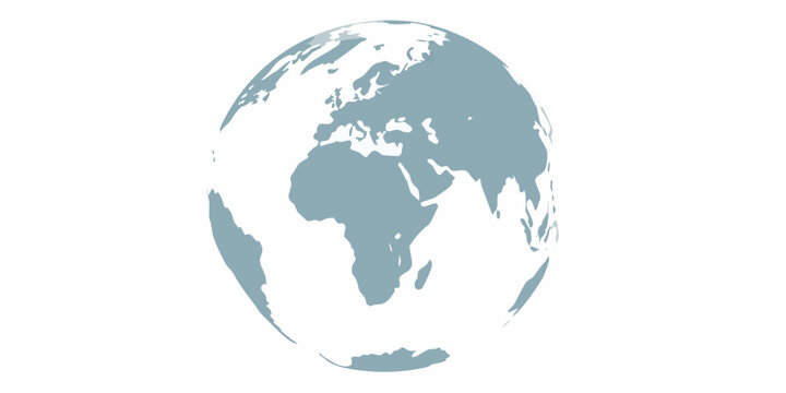Stylized globe showing europe africa and asia on white background