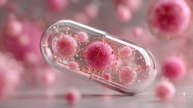 Medical capsule with nanoparticles global scientific exploration in healthcare - Powered by Adobe