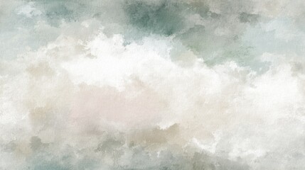 Soft, abstract watercolor clouds in muted tones create a serene and tranquil atmosphere, evoking feelings of calmness and peace.