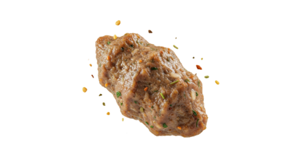 Savory single meatball with spices on a white background creates an appetizing effect that triggers taste buds making it perfect for recipes and