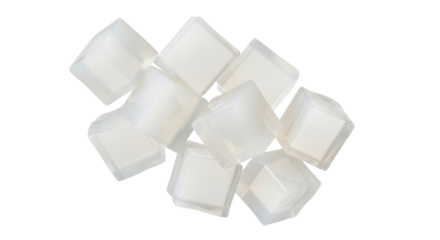 Minimalist arrangement of translucent cube shapes on a crisp white backdrop display geometric purity and balanced aesthetic composition