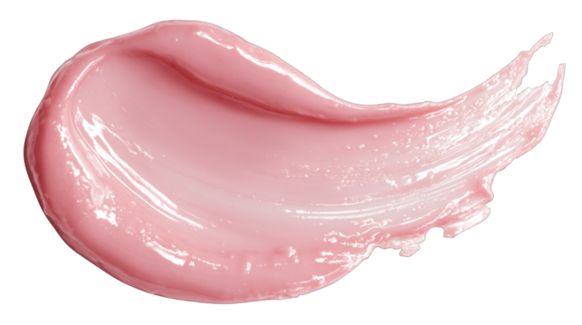 A smooth, flowing swatch of pink cream, showcasing a glossy texture and vibrant color.