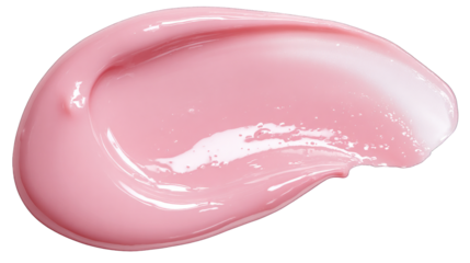 A smooth, glossy smear of pink cream, showcasing a soft texture and sheen, evoking a sense of delicacy and sophistication.