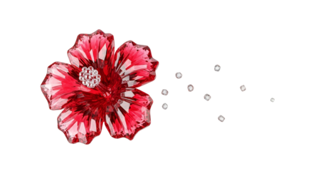 Elegant crystal poppy flower with shimmering gems on pure white backdrop capturing refined artistry and delicate beauty offering timeless