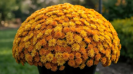 Bright Orange and Yellow Chrysanthemums Outdoors