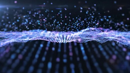 A mesmerizing animated sequence of glowing digital waves with vibrant data points and dynamic neon effects illustrating advanced technology and futuristic landscapes. - Powered by Adobe