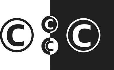 Copyright symbol vector illustration with black and white contrast design, intellectual property protection icon, legal rights emblem, creative minimal modern branding sign for digital content